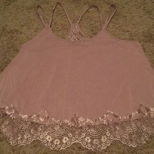Soft Pink Lacey spaghetti double strap shirt